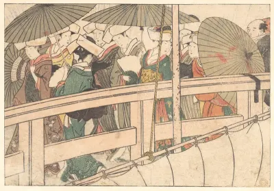 Women on a Bridge, from the illustrated book Flowers of the Four Seasons