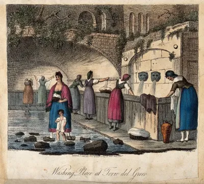 Women washing clothes at the wash-house at Torre del Greco, near Naples
