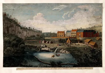 Women washing clothes in Matlock Bath, Derbyshire
