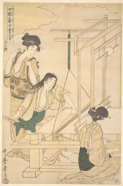 Women Weaving Silk Cloth