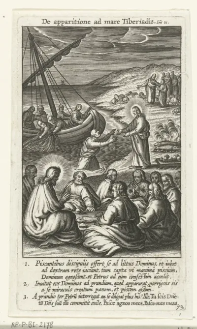 Wonderbare visvangst op het meer van Galilea