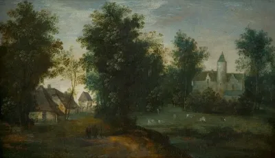 Wood Landscape with Buildings