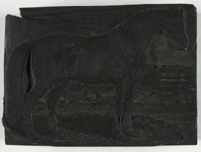 Woodblock for The Black Horse, from a General History of Quadrupeds