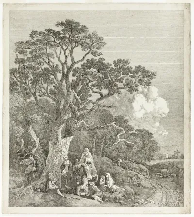 Wooded Landscape with Gypsies Gathered Round a Fire