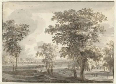 Wooded Landscape with Herdsmen near a River