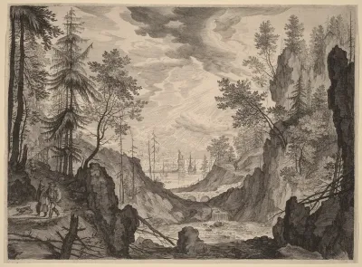 Woodland Scene with a Waterfall