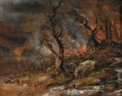 Woods with a Brush Fire