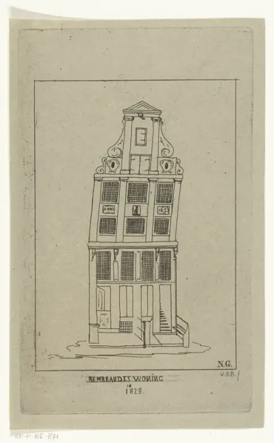 Woonhuis van Rembrandt Harmenszn. van Rijn in 1828