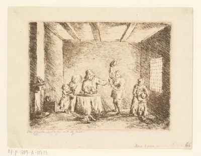 Woonkamer met boerengezin