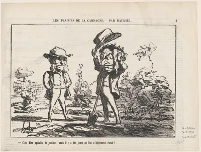 Working in the garden can be fun... but there are days when it is just too damn hot!, from "The joys of country life"
