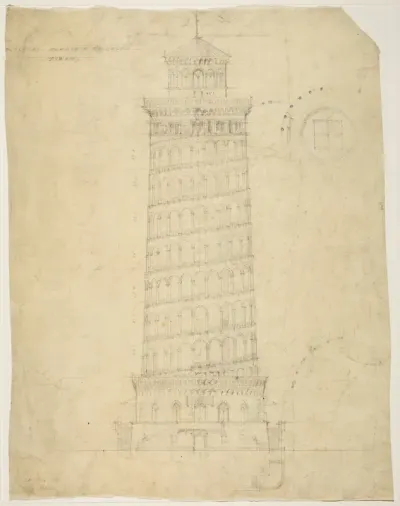 World's Columbian Exposition Elevated Electric Railroad Tower, Chicago, Illinois, Elevation