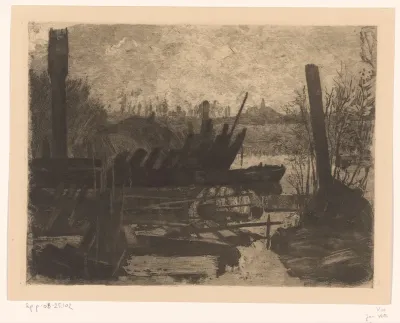 Wrakken in een polderlandschap