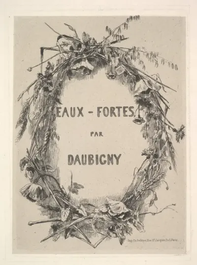 Wreath of Wildflowers, title page for "Eaux-Fortes par Daubigny"