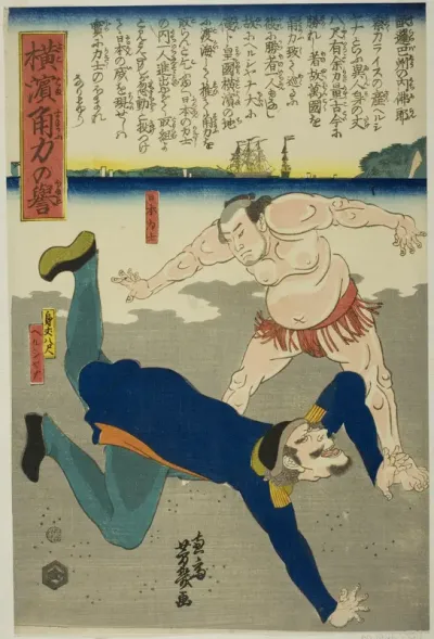 Wreatler overthrowing Frenchman