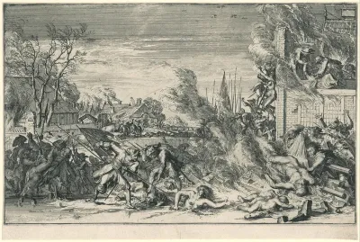Wreedheden in een dorp tijdens de winter, 1672