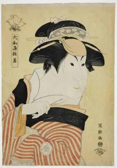 Yamatoya Tojaku (The Actor Iwai Hanshiro IV as Otoma, Daughter of Ohina from Inamuragasaki in Kamakura) (Yondai-me Iwai Hanshiro no Kamakura Inamuragasaki no Ohina musume Otoma)