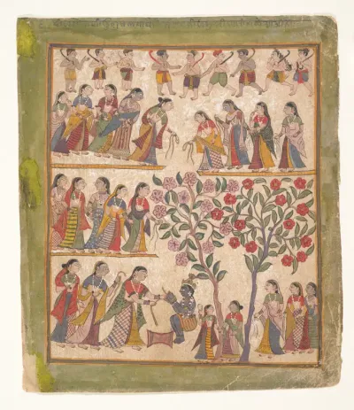 Yashoda Binds Krishna’s Hands: Page from a Dispersed Bhagavata Purana Manuscript