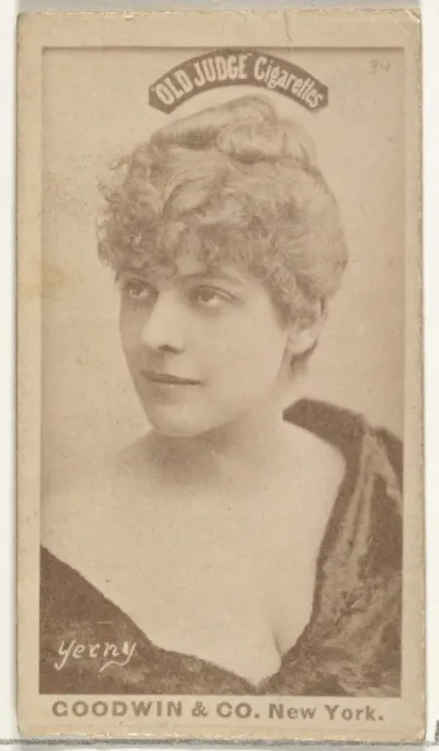 Yerny, from the Actors and Actresses series (N171) for Old Judge Cigarettes