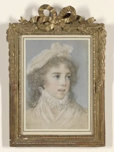 Yolande Gabrielle Martine (1749-93), duchesse de Polignac (verso: schets van een staande vrouw met sluier)