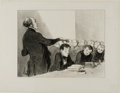 “You remember now that young Cabassol is far too good in translation that I would allow anyone in this class to molest him... he is under my immediate protection! At the final exams it is he who will hold up the honour of Bilboquet High school,” plat