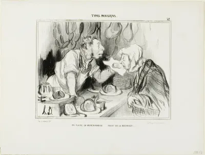 “You Sniff the Merchandise… Before Buying It,” plate 32 from Types Parisiens