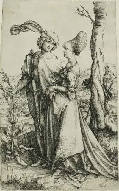Young Couple Threatened by Death (The Promenade)