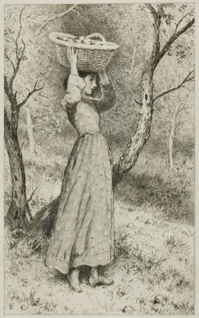 Young Girl in an Orchard with a Basket of Fruit