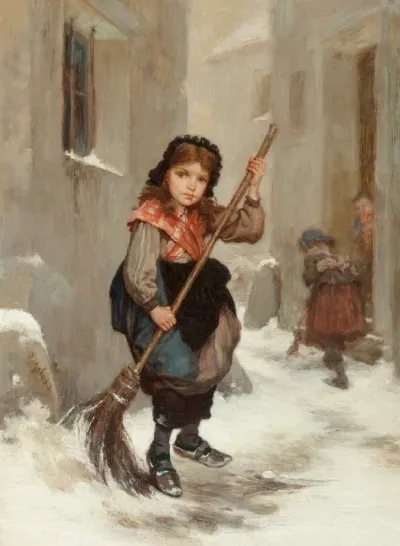 Young Girl Sweeping