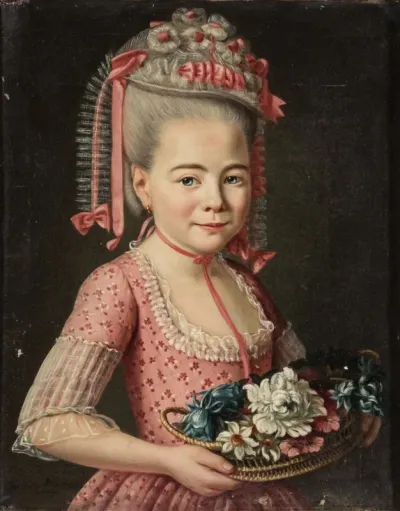 Young girl with a basket of flowers