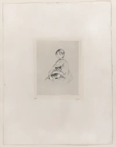 Young Girl with a Cat, after a portrait of Julie Manet by Renoir