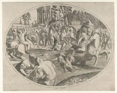 Young Man Hunting a Wild Boar, from "Three Prints on Hunting and Fishing"
