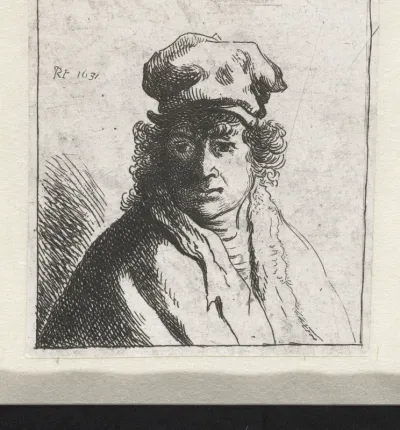 Young man in cap: bust