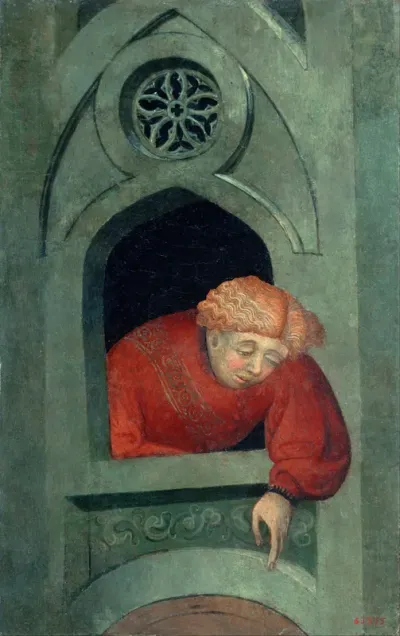 Young Man Leaning out of the Window