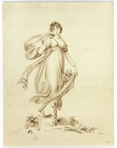 Young Woman Bearing Flowers