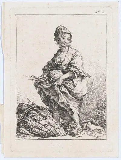 Young Woman Carrying Vegetables