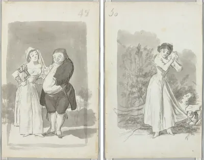 Young Woman (possibly a Sex Worker) with a Man (recto); Young Woman Wringing Her Hands over a Man's Naked Body (verso)