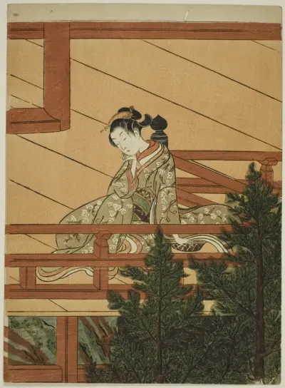 Young Woman Seated on the Balcony of Kiyomizu Temple