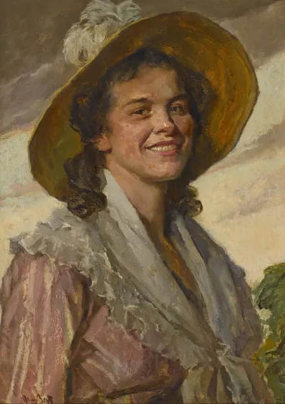 Young woman with big hat
