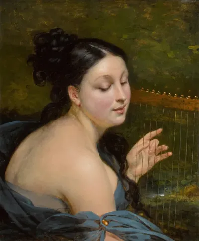 Young woman with harp