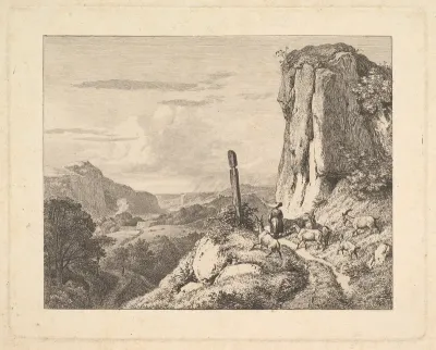 Young Woman with Six Goats