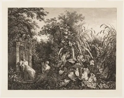 Youth Playing a Lyre to a Maiden by a Fountain