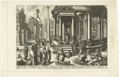 Zacharias op de treden van de tempel