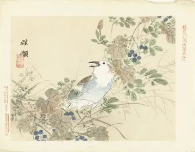 Zangvogel tussen herfstgrassen