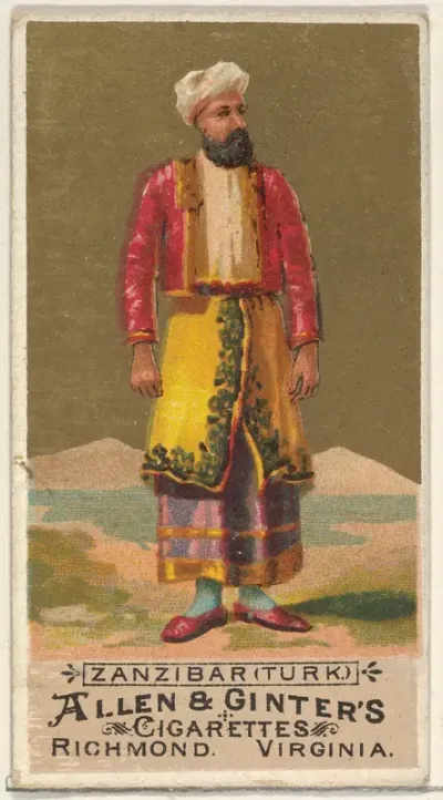 Zanzibar (Turk), from the Natives in Costume series (N16) for Allen & Ginter Cigarettes Brands