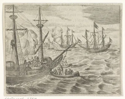 Zee met oorlogschepen