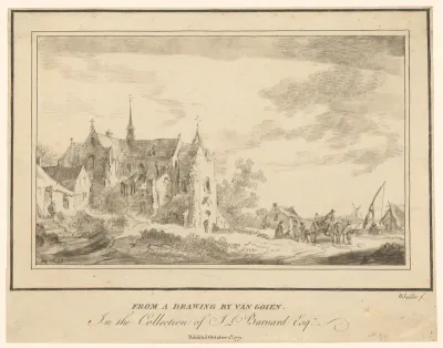 Zeedorp met kerk, mogelijk Alphen aan den Rijn