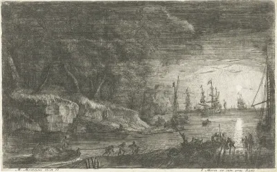 Zeegezicht bij maanlicht