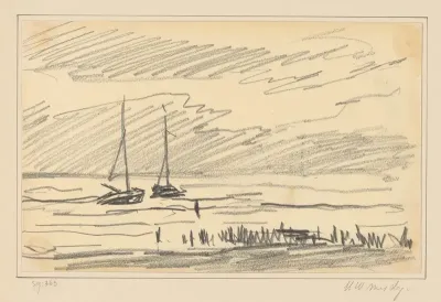 Zeegezicht met boten