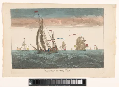 Zeegezicht met schepen op open zee