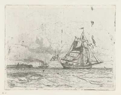 Zeegezicht met zeilschip